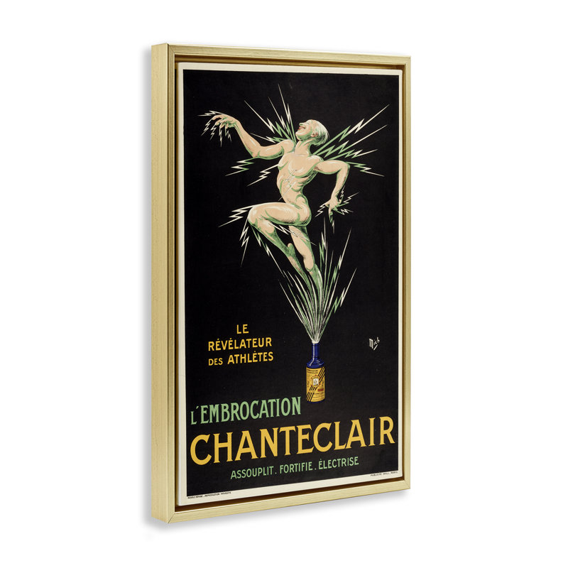 Cadre flottant rétro Chanteclair, design par Marcus Jules, H 25 po x l 17 po, Cadre flottant métallique doré