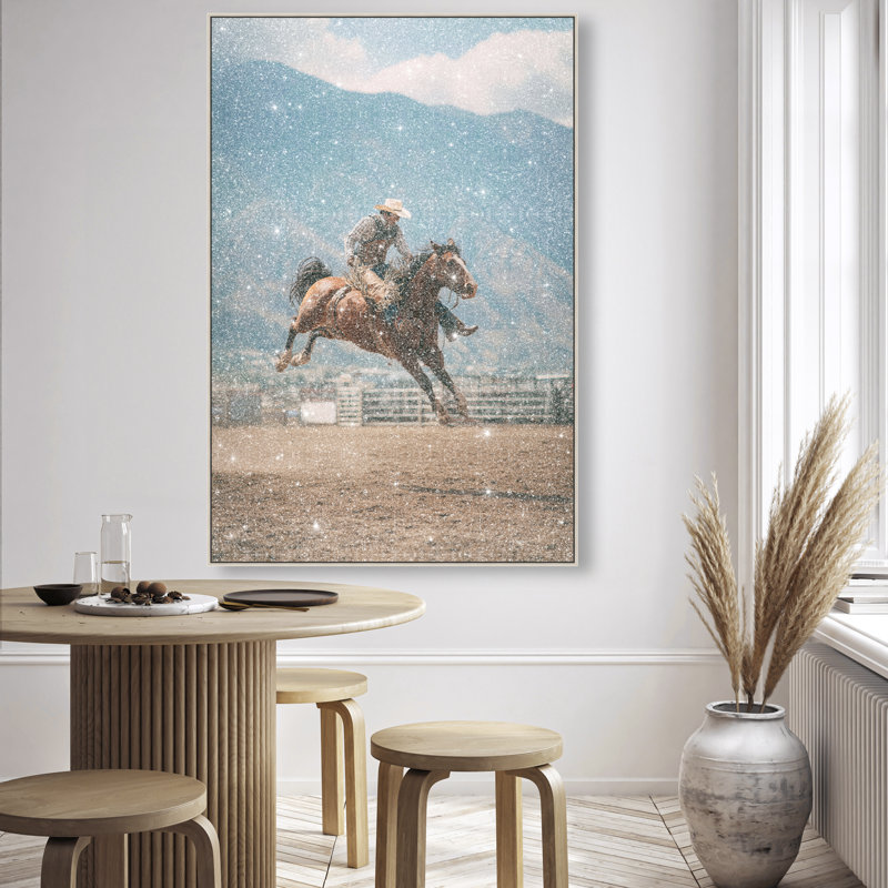Bronc Rider Print by Oliver Gal, 55" H x 37" W, Silver Floater Frame