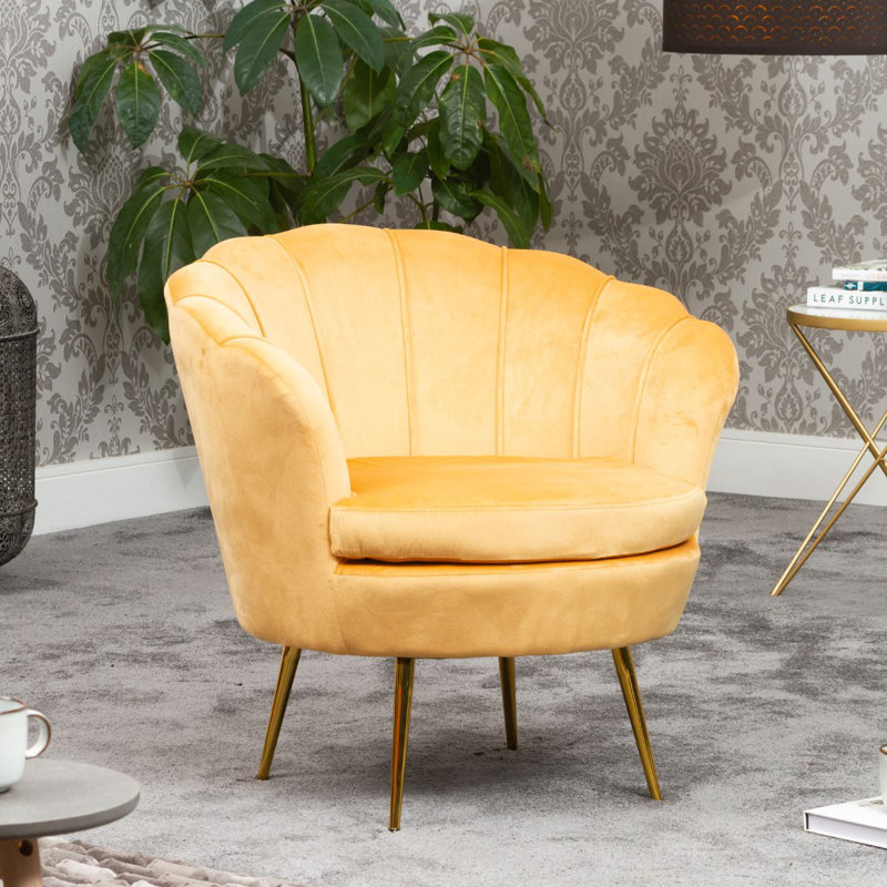 72Cm Wide Velvet Tub Chair, Yellow