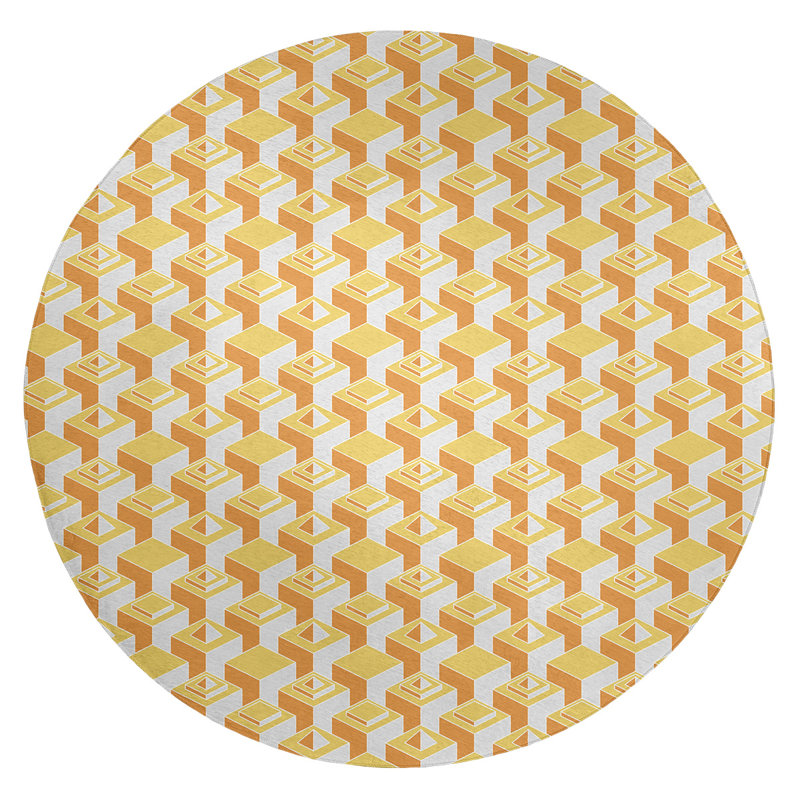 Chenille Geometric Indoor Rug, Round 5'