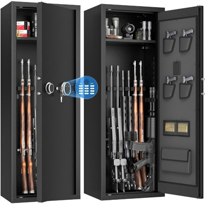 10-14 Rifle Gun Safe, Long Gun Safes for Rifle and Shotgun with Digital Keypad Lock and LED Light