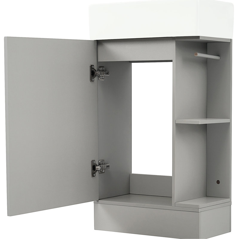Meuble-lavabo gris 18,6 po avec planche et lavabo en céramique personnalisable, Gris