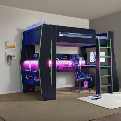 Lits mezzanine multifonctionnels, lit de jeu moderne en bois aggloméré pour petites pièces