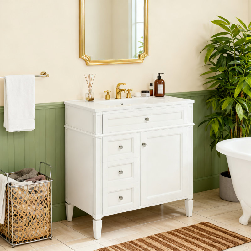 Meuble-lavabo moderne 30 "- comptoir de lavabo simple avec 2 + 1 tiroirs de rangement