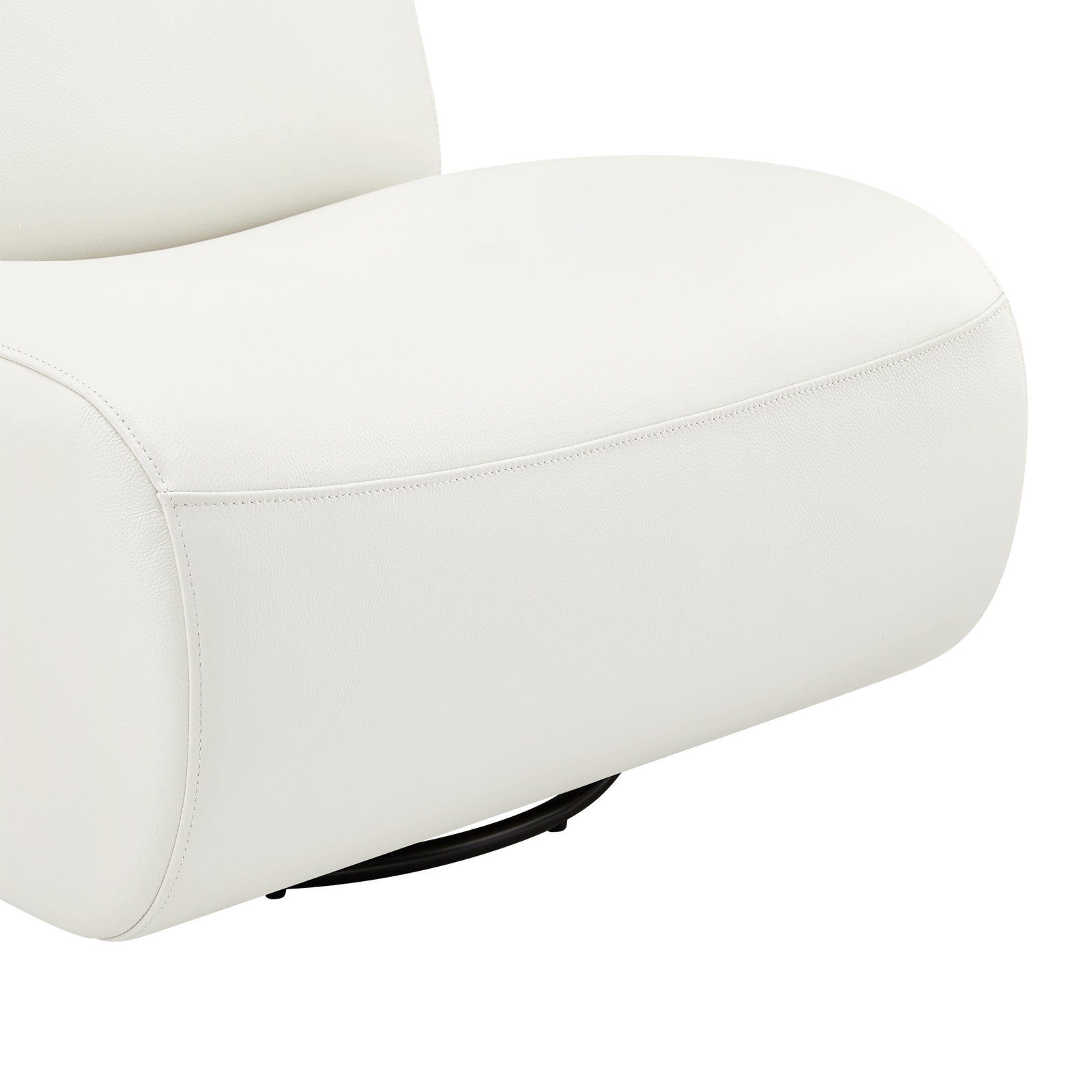 Nita 33'' Swivel Upholstered Accent Chair, Beige Genuine Leather