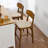  2-Piece Farmhouse Counter Height Bar Stool Set W/ Cushioned Seat, Wooden Backrest - Walnut/Cream