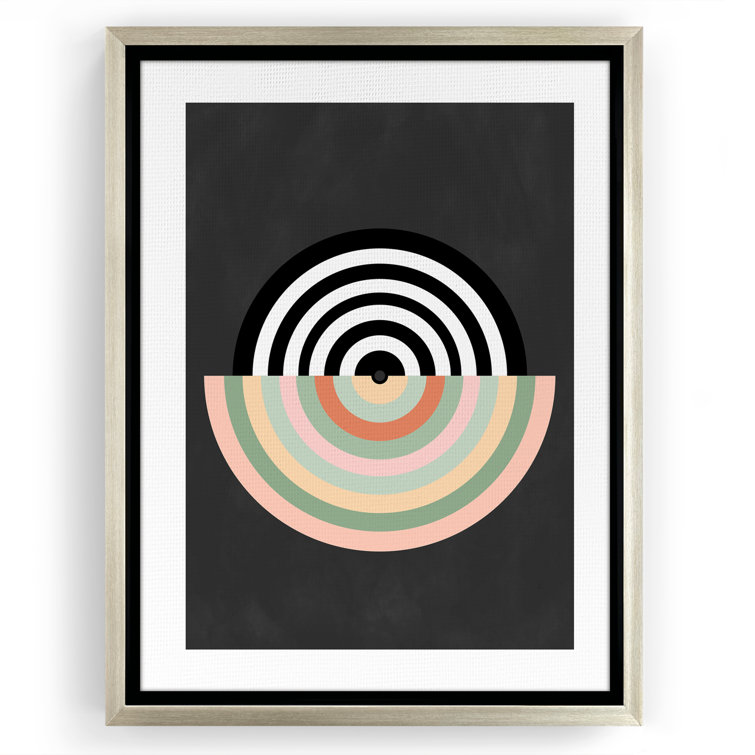 Mid Century Modern Geometric Pink And Green 2 By The Print Republic Modern Wall Art Decor - Floating Canvas Frame