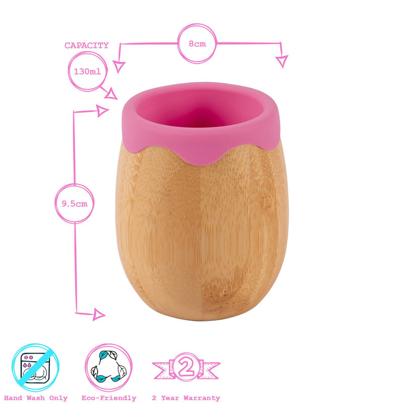 Tiny Dining 130ml Bamboo Wine Tumbler, Pink