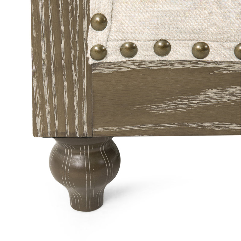 Anduin Upholstered Chesterfield Chair, Beige Polyester