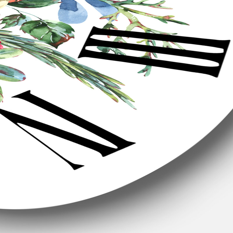 Wolf With Woodland Flowers - Farmhouse Wall Clock, 29" H x 29" W x 1" D