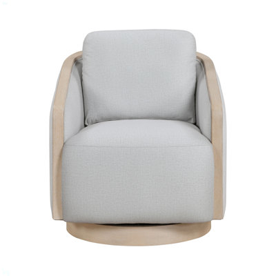 Accent Chair Modern Living Room Furniture, 1Pc Swivel Lounge Chair Luxury Comfort Wood Trim Arm