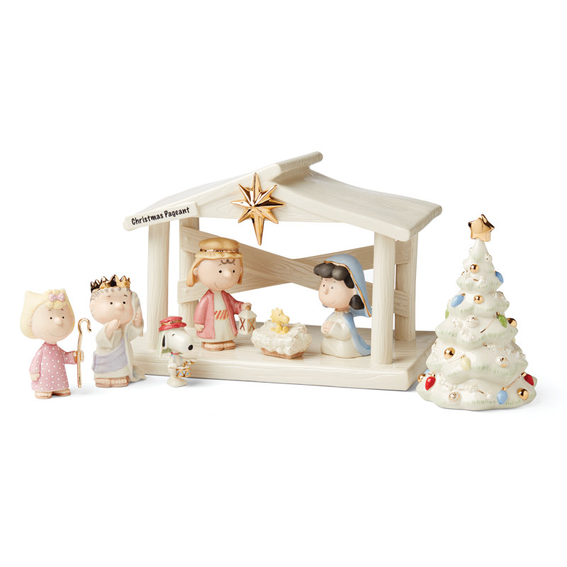 NATIVITY Peanuts The Christmas Pageant & Creche 8-Piece Set