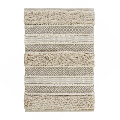 Woven Texture Stripe Bath Rug Natural 20X32"