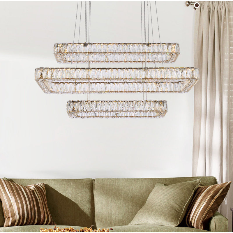 Maart 3 - Light LED Unique/Statement Pendant, 80" H x 42" W x 18" D, Gold