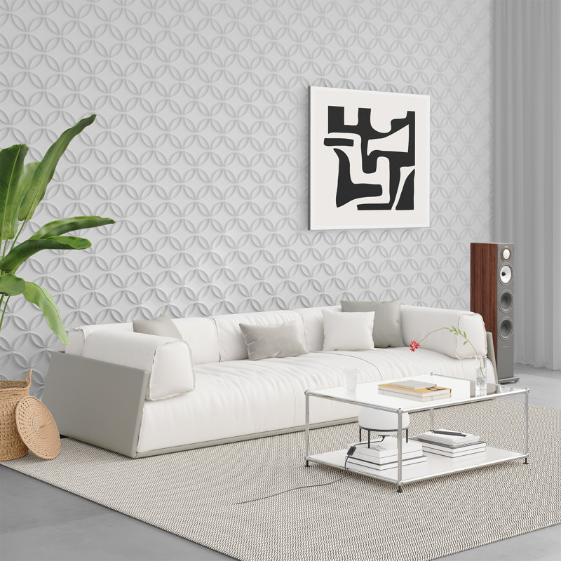 Panneaux muraux décoratifs en PVC 19,7 po x 19,7 po à motif de cercles imbriqués pour salon (paquet de 12)