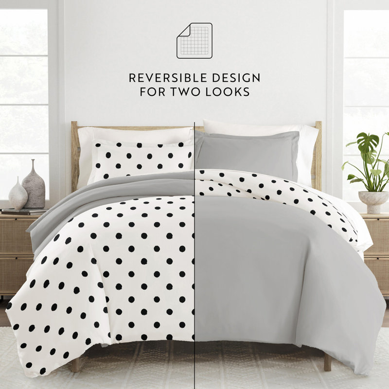 Duvet Cover Set Patterned Microfiber Ultra Soft Bedding in Painted Polkadot, King Duvet Cover + 2 Standard Shams