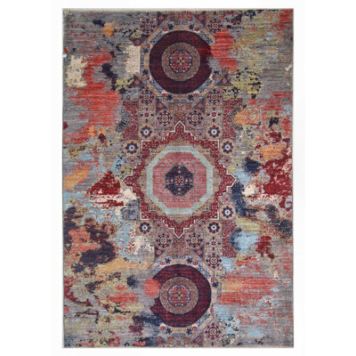 Hand Knotted Wool Area Rug in Gray