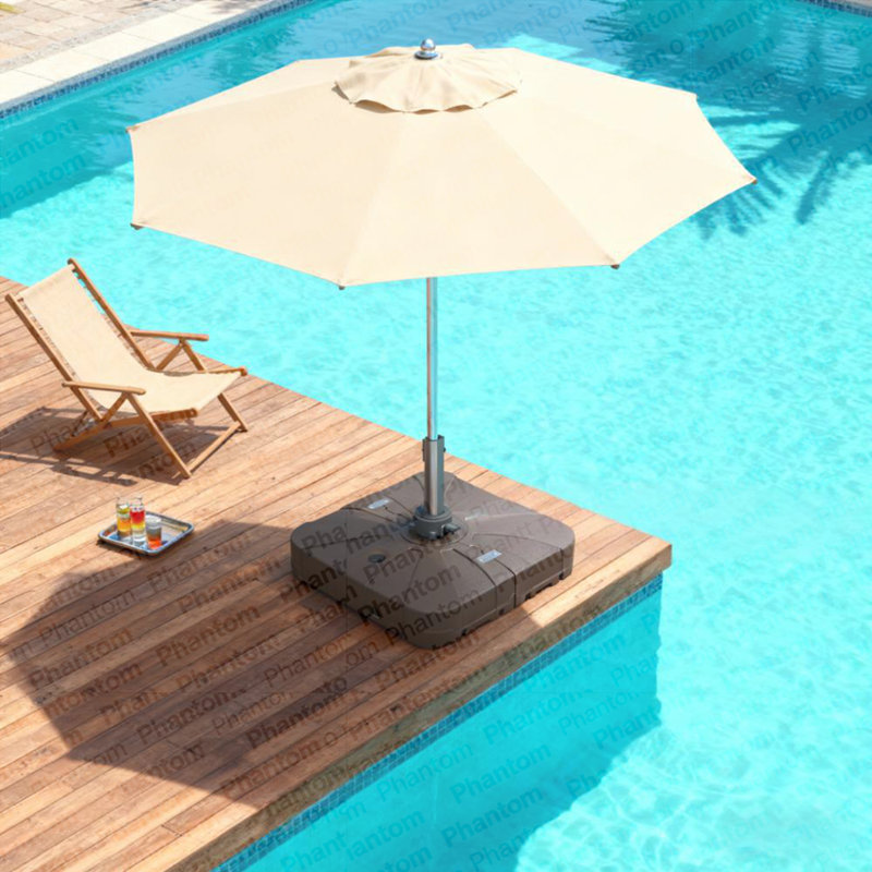Porte-parapluie robuste, base de parasol carrée en porte-à-faux avec 4 roues pour faciliter le déplacement