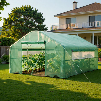 Outdoor Greenhouse,Hoop House with Large Windows,Spacious Design Tunnel Greenhouse