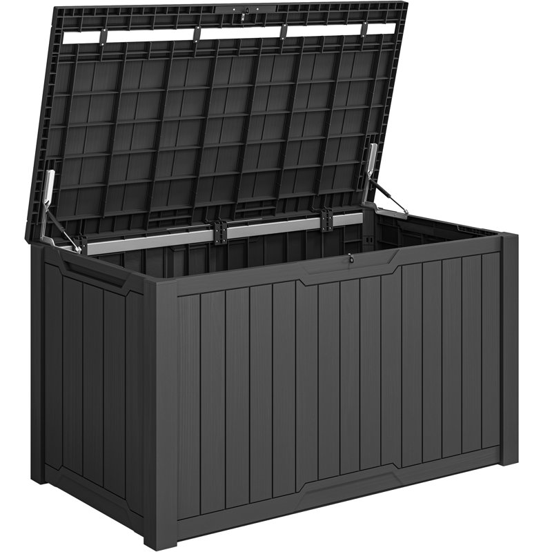 870l Lockable Extra Large Deck Box，Lockable Garden Storage Box, Grey