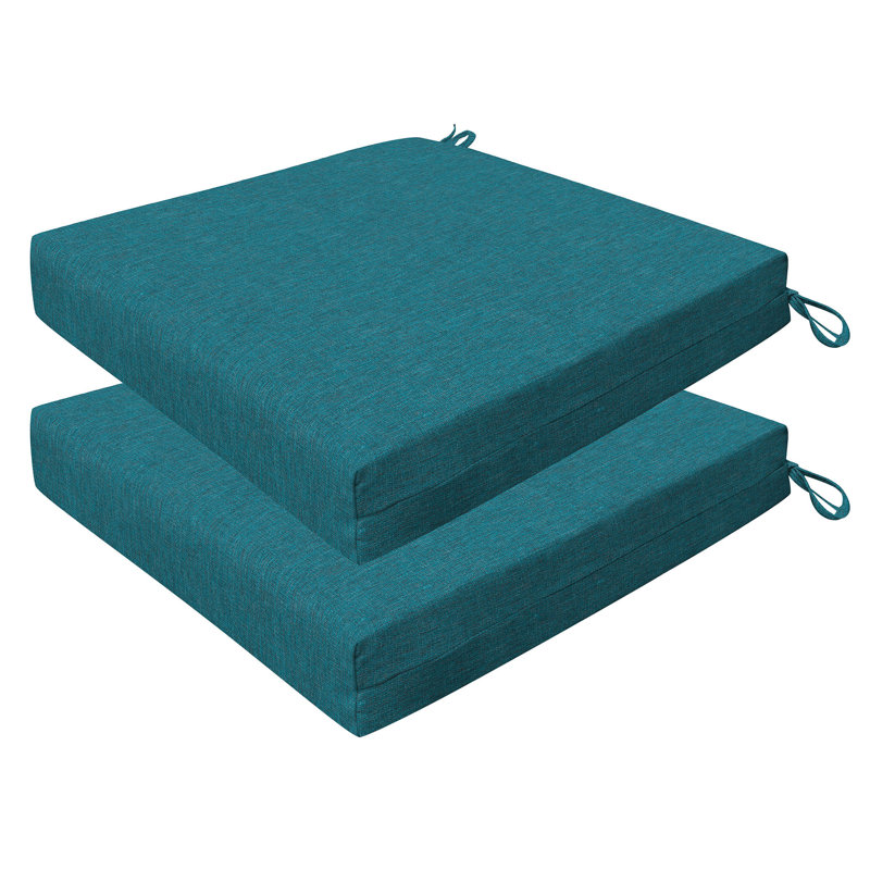 Coussin de siège d'extérieur carré Meridian, Turquoise, L 18 po x P 17,5 po