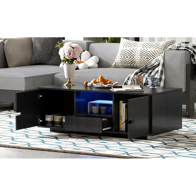 Table basse moderne ultrabrillante, Noir