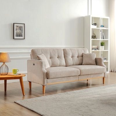 Living Space Sofa 3 Seater With Waterproof Fabric, USB Charge Port