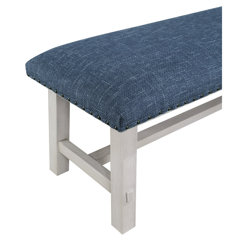 Callen Bench, Navy, White Wash