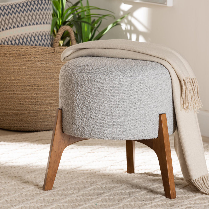 Wrenshall Upholstered Ottoman, Light Gray Polyester Blend