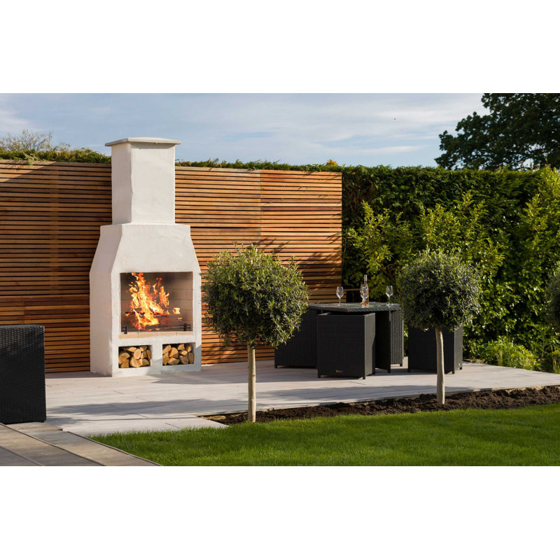 Gaphna 225cm H Natural Volcanic Pumice Stone Wood Burning Outdoor Outdoor Fireplace