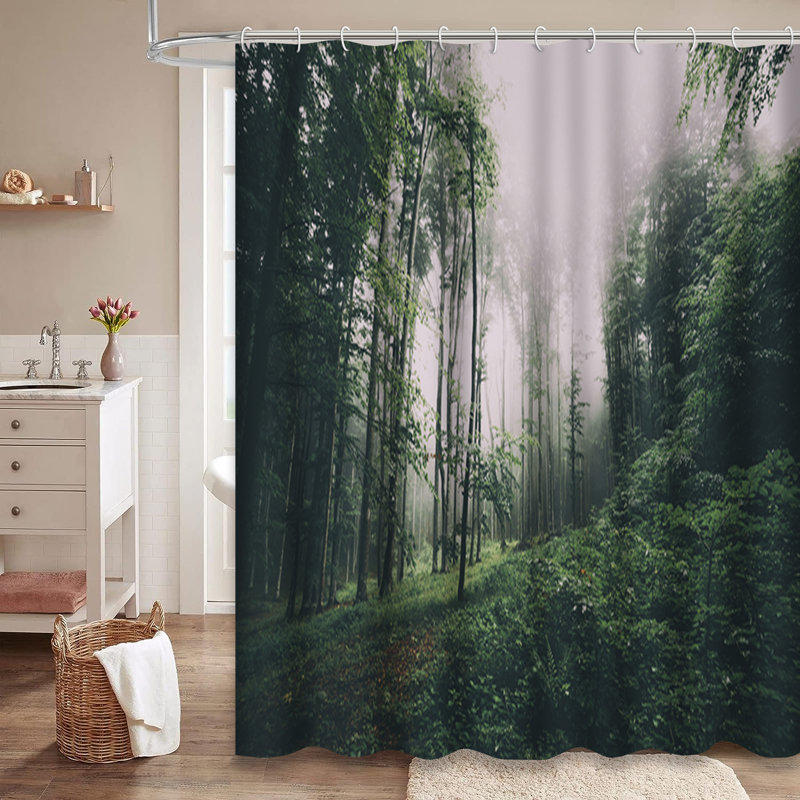 Rideau de douche Green Misty Forest, L 72 po x l 84 po
