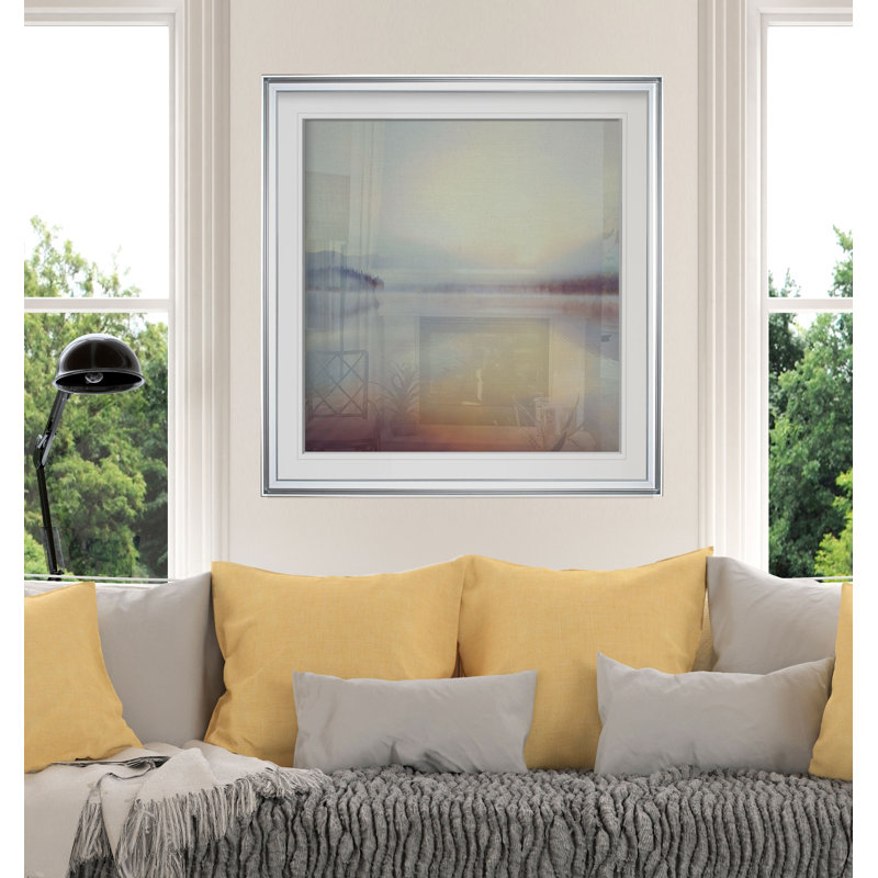 Lever de soleil sur le lac Beaver - Peinture, H 17,5 po x l 17,5 po x P 1,5 po, Cadre argenté