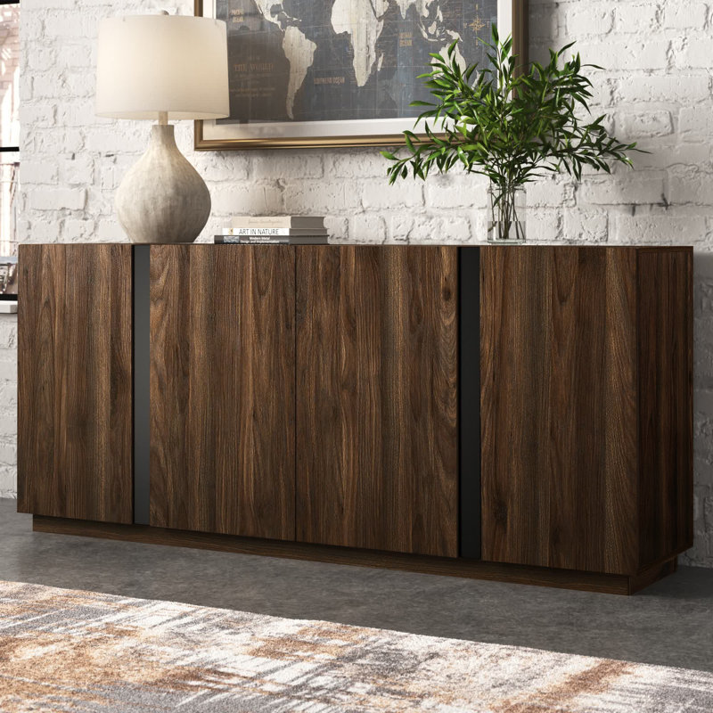 Buffet 4 portes Kaelea, Noyer foncé
