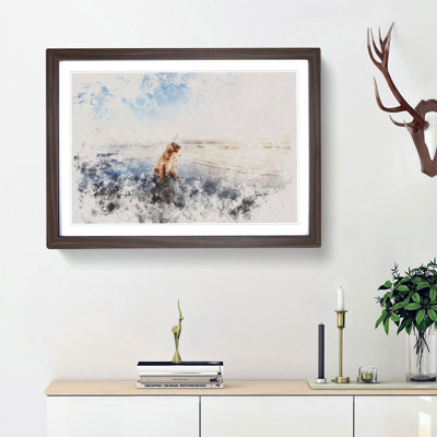 King Charles Spaniel upon the Beach - Picture Frame Painting Print