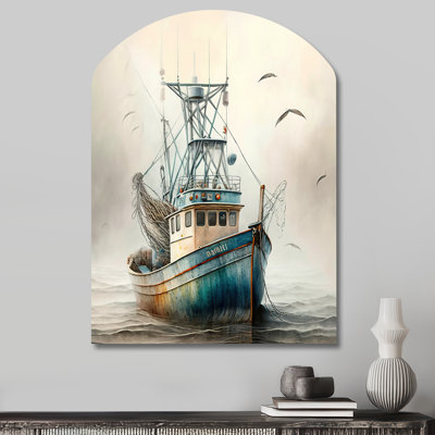 Altina - Asymmetrical Coastal Boat Metal Wall Art, Arch Metal Wall Sculpture Print