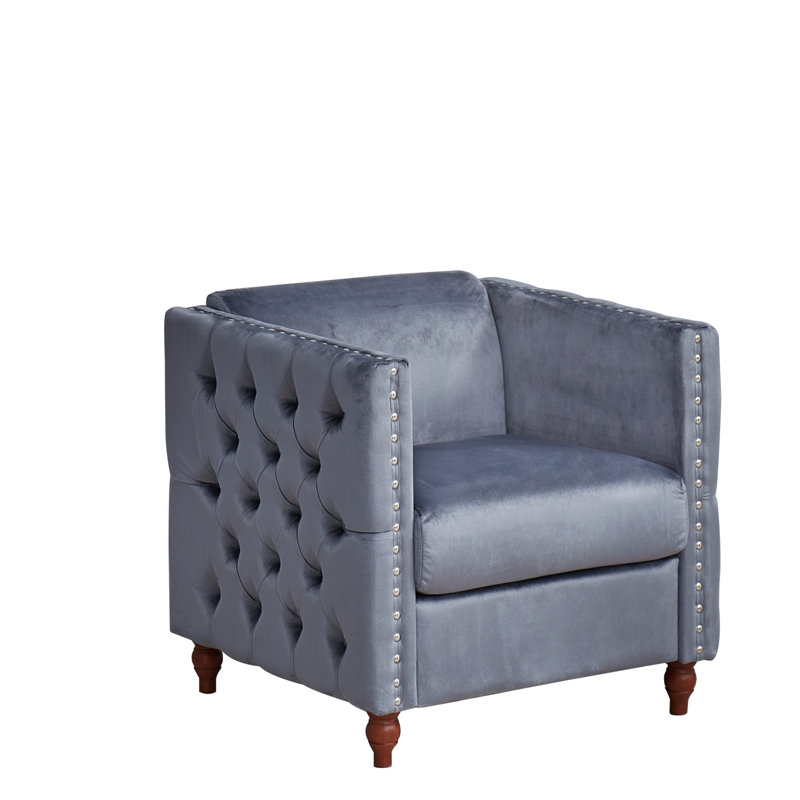 Chaise avec accoudoirs en velours 28,3 po, Velours gris velours
