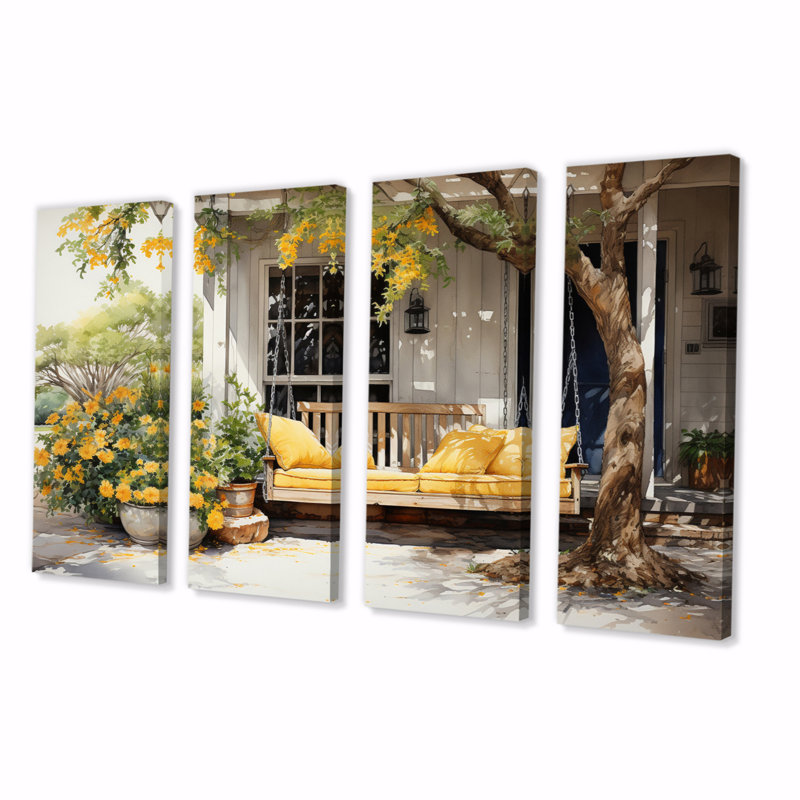 Osborn - reproduction d'art sur toile florale - 4 panneaux
