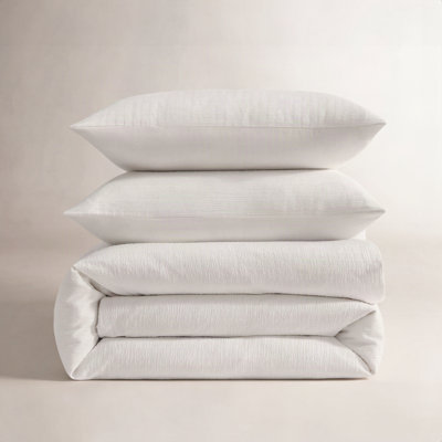 Crinkle Solid White Duvet Cover Set