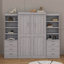 Lit escamotable double avec tablettes et tiroirs de rangement
