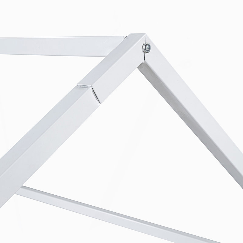 Lit simple moderne en métal avec clôture et porte, Lit simple, Blanc