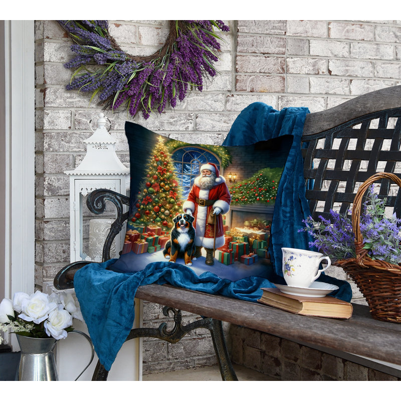 Coussin Bernese Mountain Dog and Santa Claus, H 18 po x l 18 po