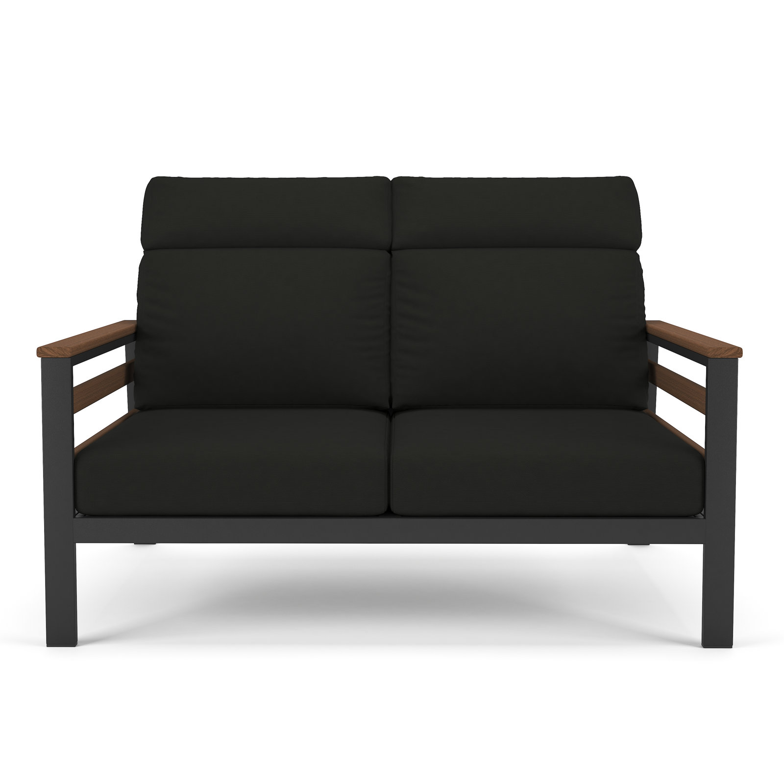Townsend 55" Sunbrella® Patio Loveseat, Brown, Canvas Black