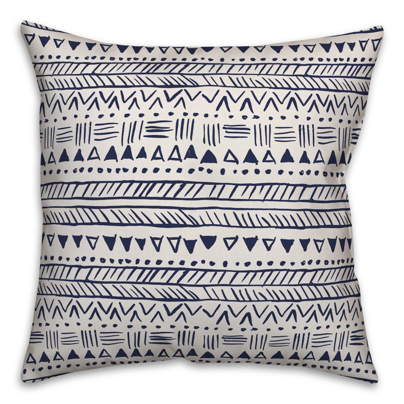 Throw Pillow, 16" x 16", Navy Geometric 6