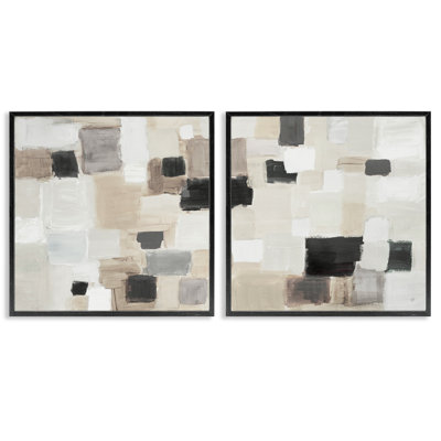 «Neutral Patchwork Squares», ensemble de 2 giclées par Lanie Loreth