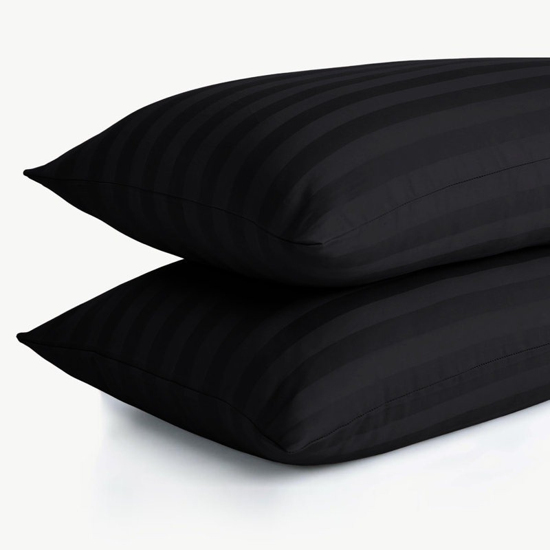 Aspire Homeware Ultra Soft & Breathable Microfiber Striped Pillowcase (Pack Of 2), Black