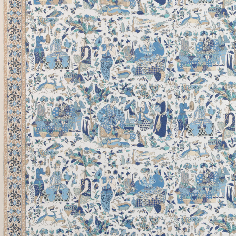 La Menagerie Shalimar Toile Paper Roll, Blue/Sand