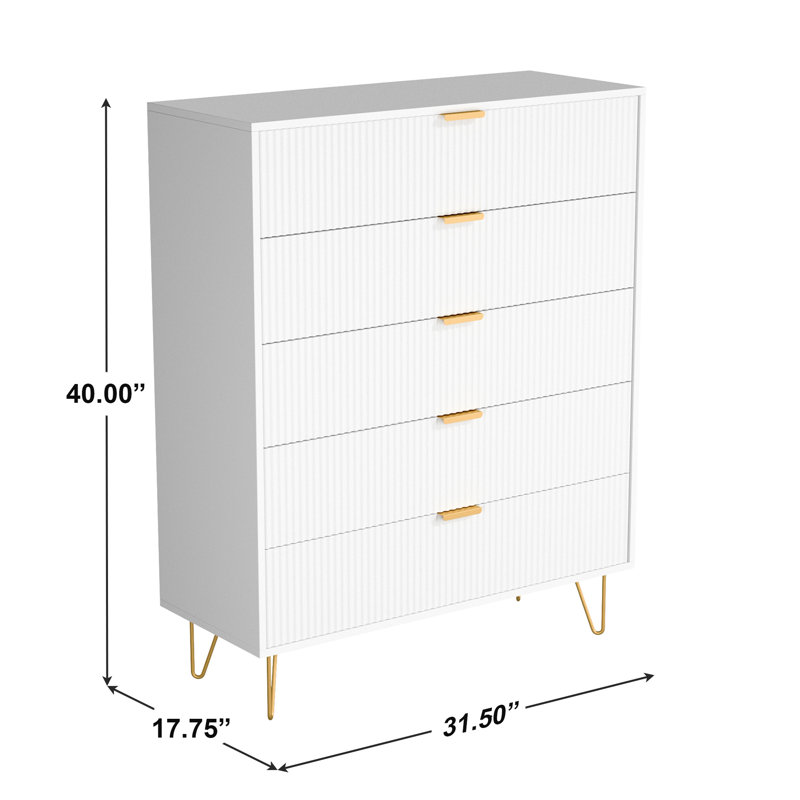 31.50'' W 5 - Drawer Dresser, White