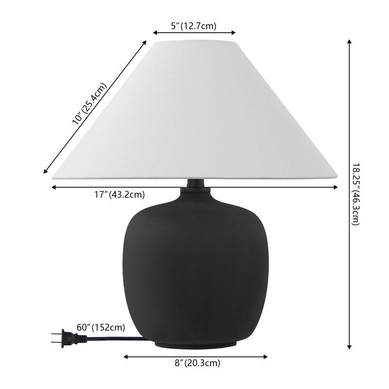 Delphi 18.25" Minimalist Scandinavian Resin/Iron LED Table Lamp, Matte Black