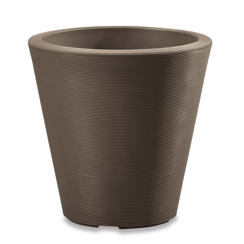 Madison Indoor/Outdoor Modern Round Planter, 14" H x 14" W x 14" D, Bark Brown