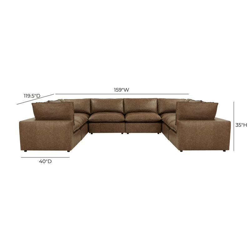 Hadleigh Brown Leather Modular U-sofa Sectional
